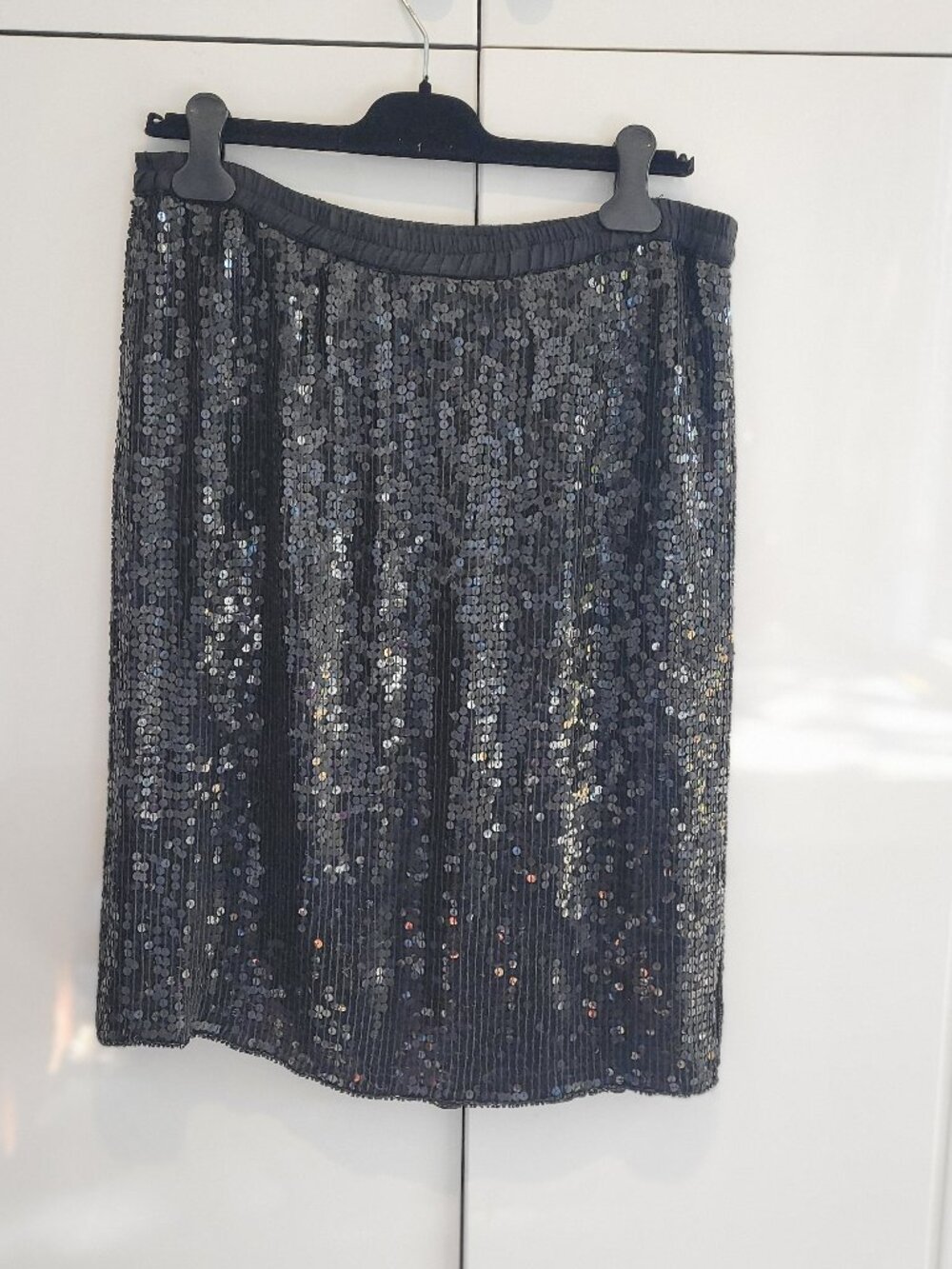 Vintage Joseph Le Bon 100% Silk Black Sequin Skirt Size L